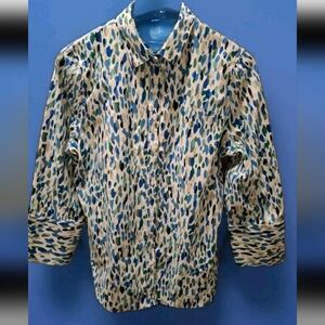 Chico's 3/4 Sleeve Patterned Shirt Sz 1 (8)